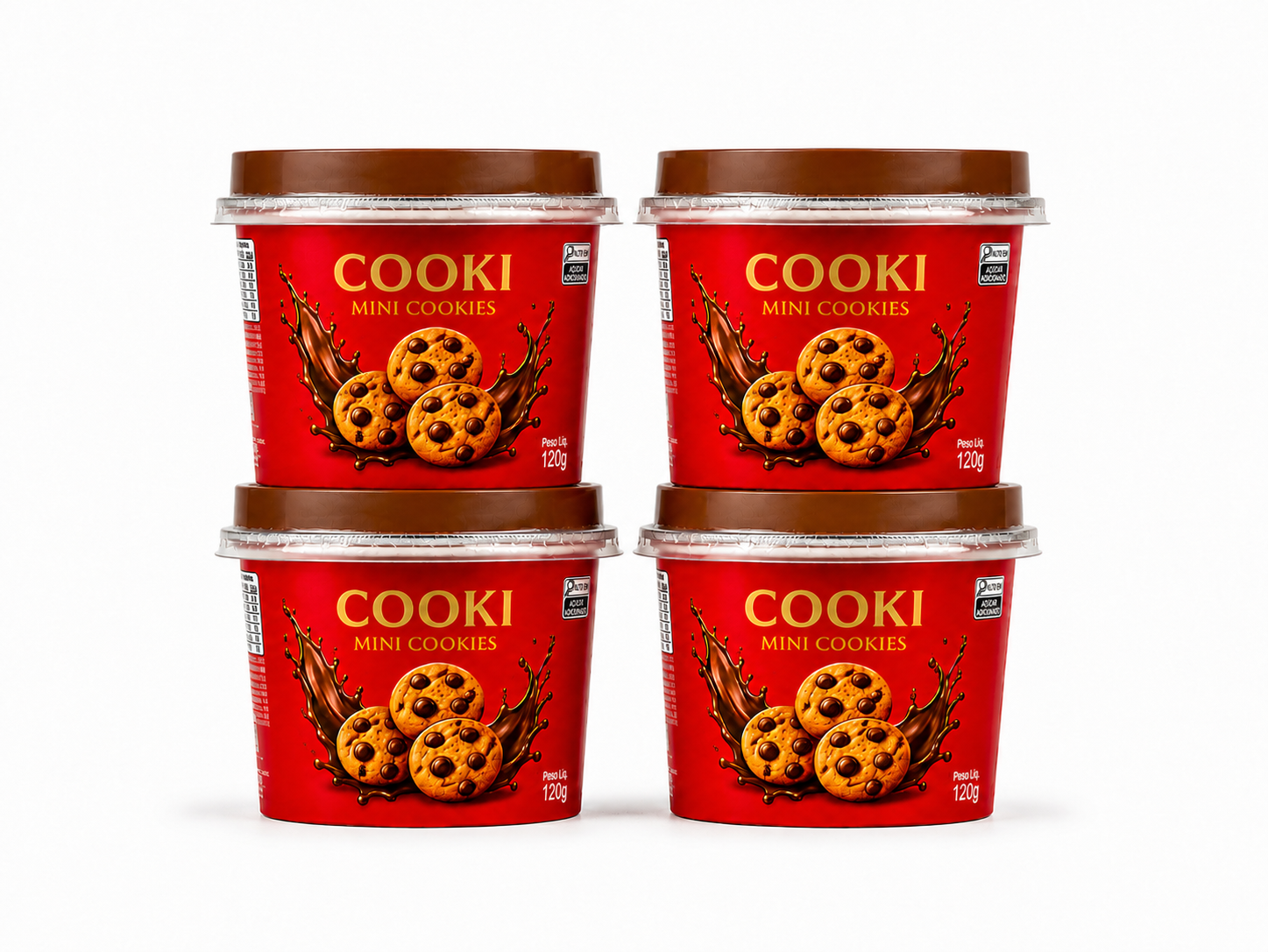 4 potes de 60g de mini cookies COOKI